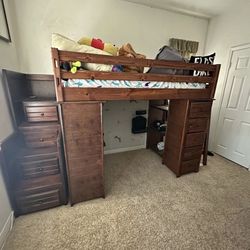 Twin Bunk Bed With Stairway Chest & Desk