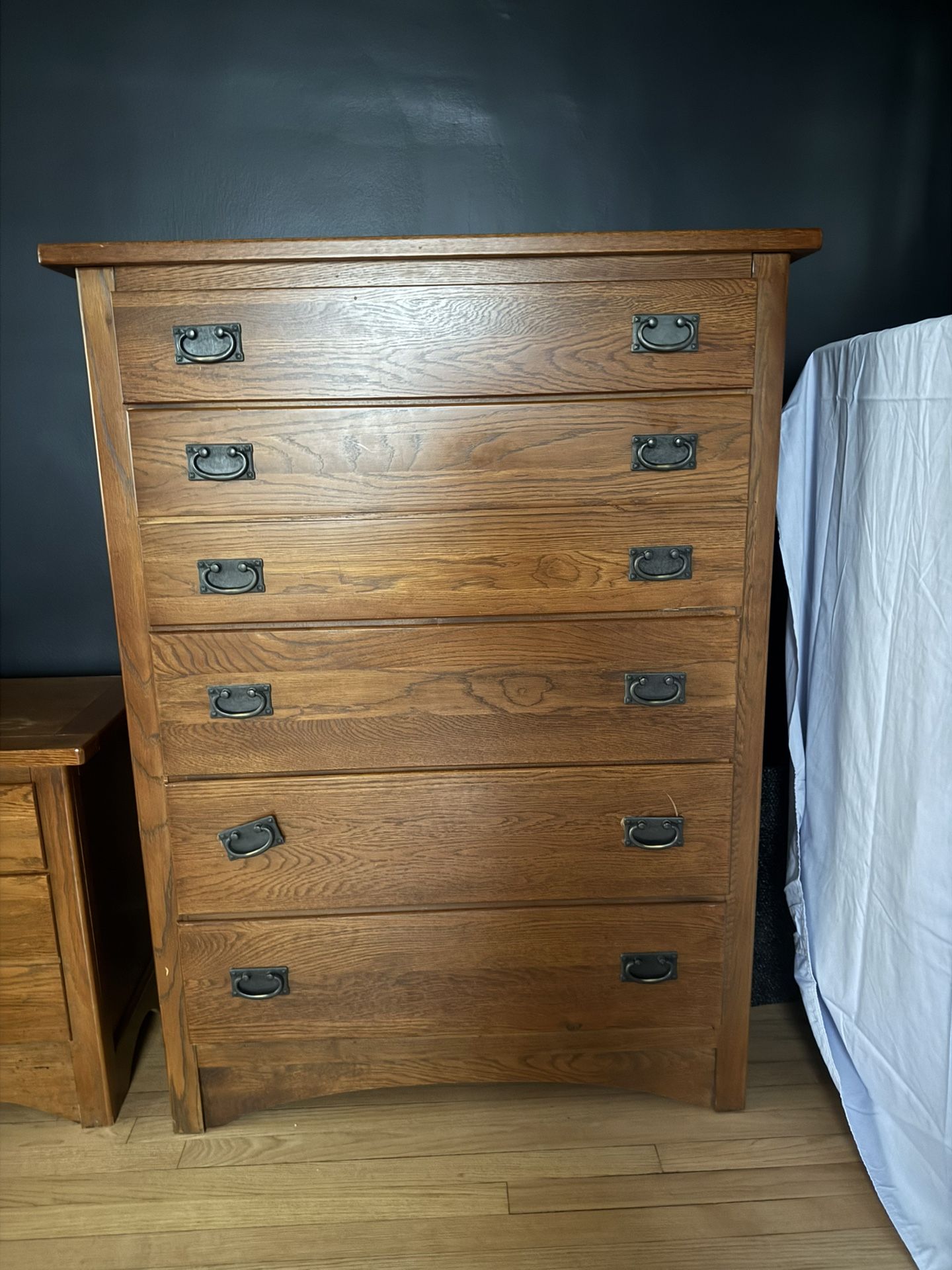 Tall Brown Wooden Dresser - Mission Style