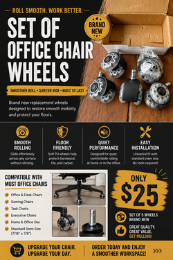 Office Chair Replacement Caster Wheels Set
