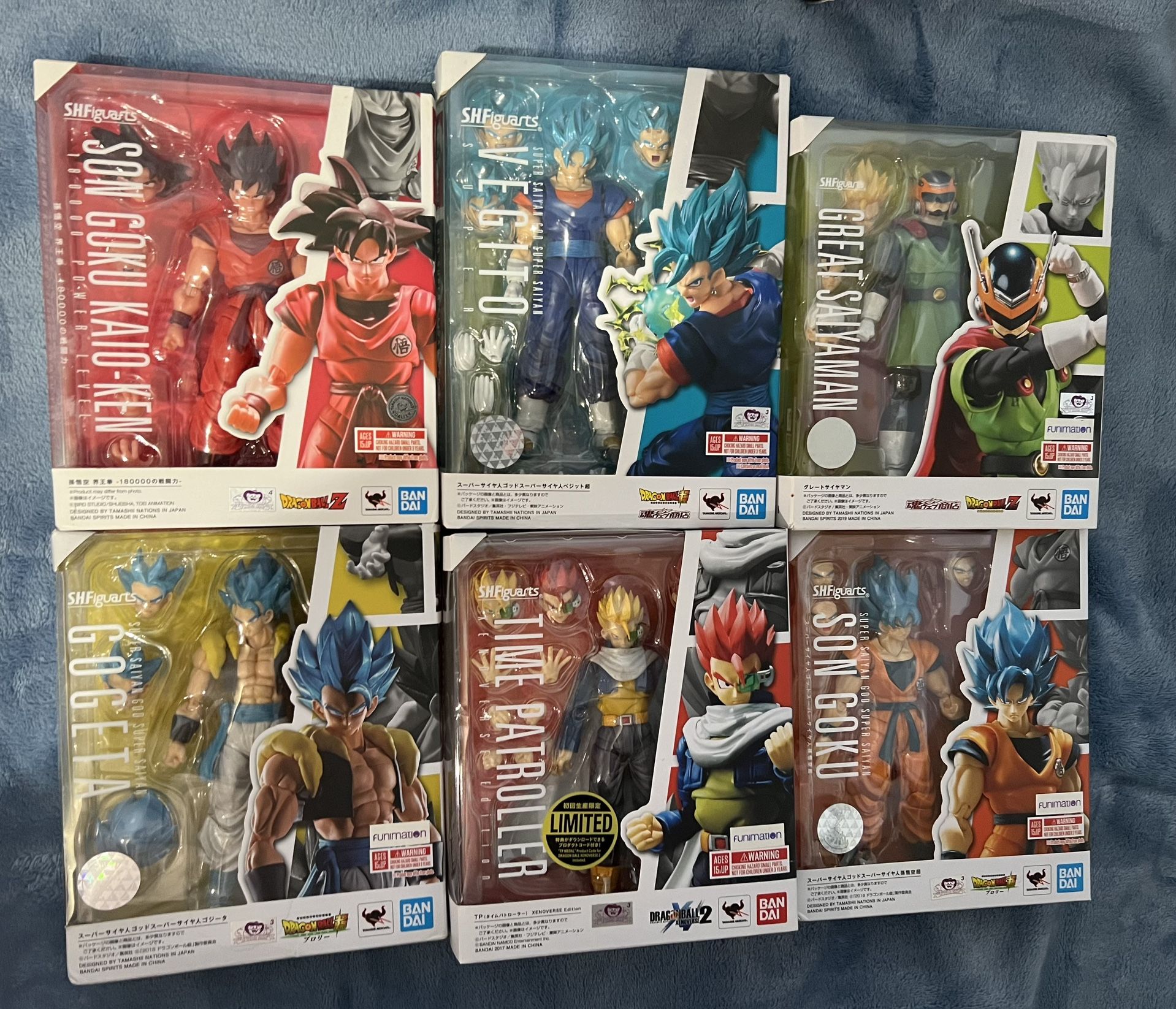 SH Figuarts Dragon ball Z goku, vegito, time patroller and great saiyaman