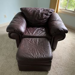 All Leather Sofa Chair and Ottoman