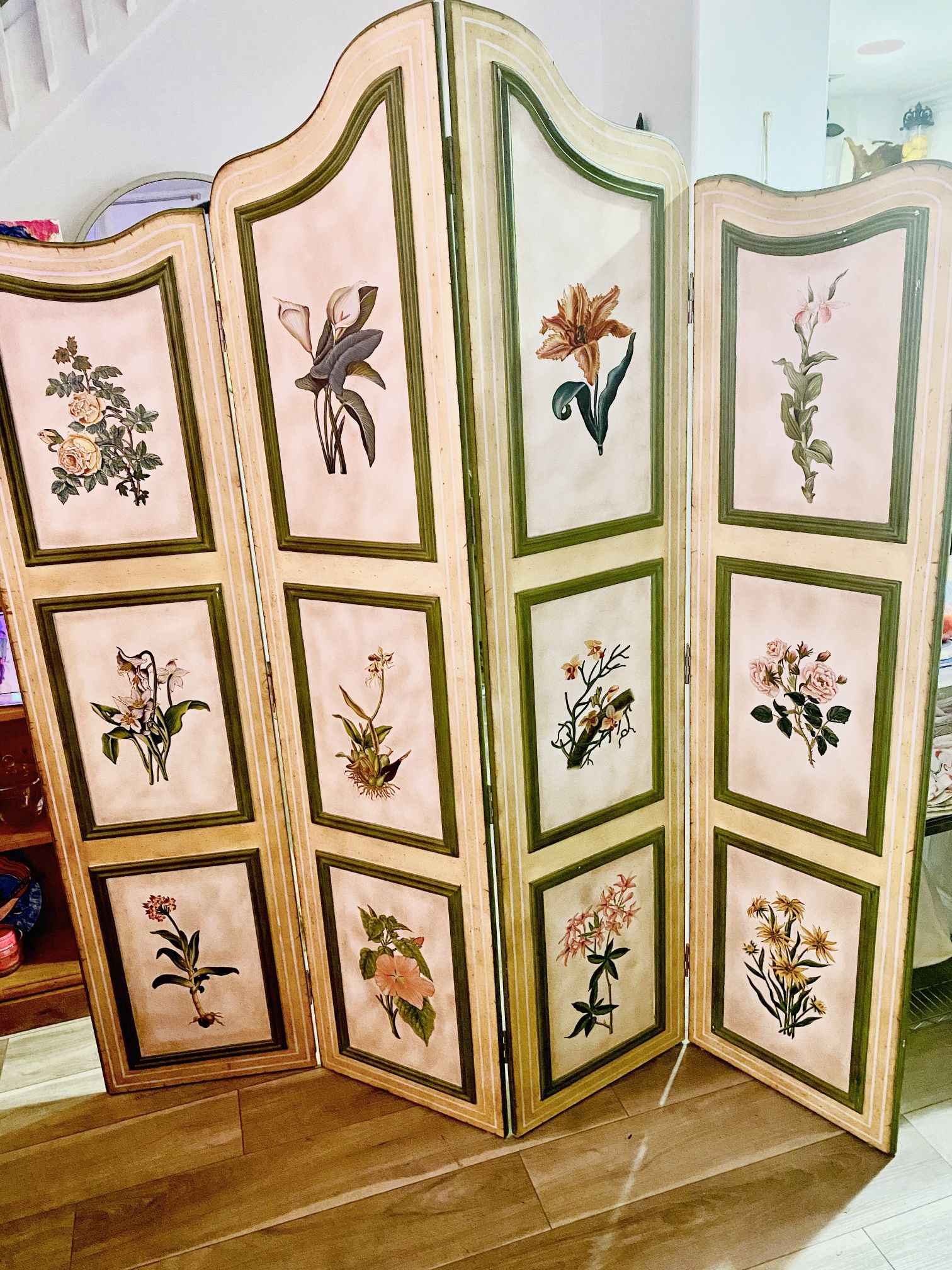 Beautiful French Provincial Hand Painted Room Divider By Paula Sutton Designer