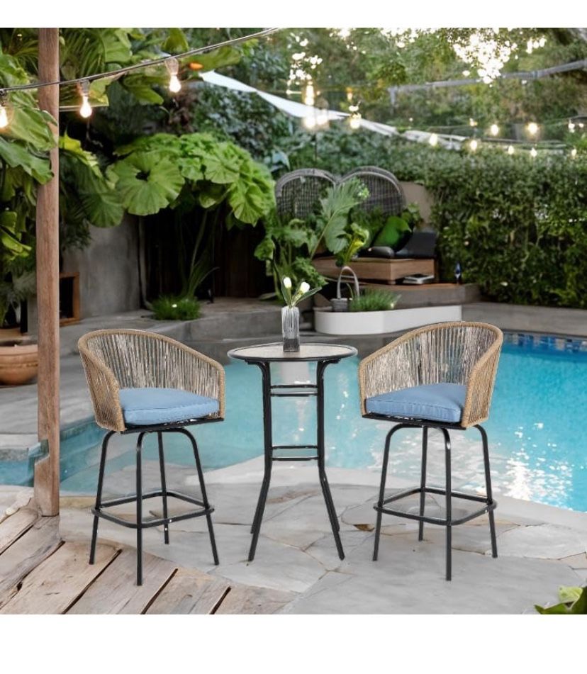 New assembled Patio Furniture Set with Small Outdoor Table, Barheight Patio Table