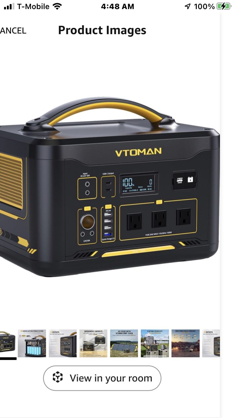 VTOMAN Jump 1500X Solar Backup 1500W (3000W Peak), 828Wh LiFePO4 (LFP)