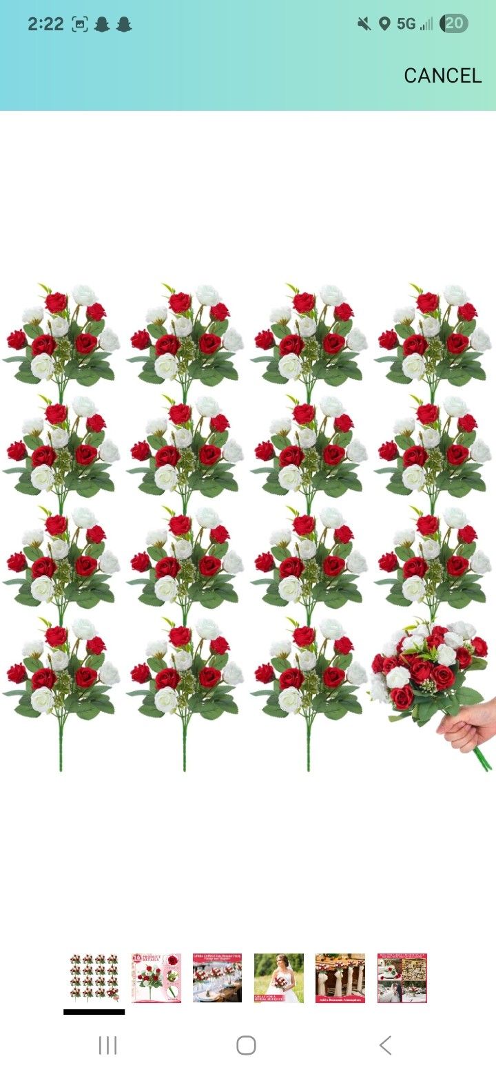 16 Bunches 12 Inch Artificial Mini Rose Bouquet 160 Heads Bridal Flower Bouquets Fake Silk Rose Bulk for Wedding Bridal Shower Christmas Home O
