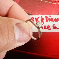 18K Solid White Gold Diamond 💎 Wedding Ring Size 6.5