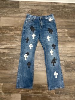 Replica Chrome heart blue jeans with white and black crosses size 32 34