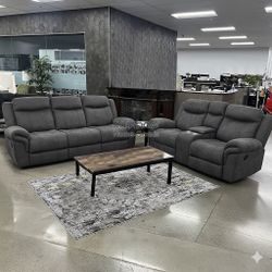 Recliner (Set Of 2pc), Loveseat Sofa + 3-Seater Couch