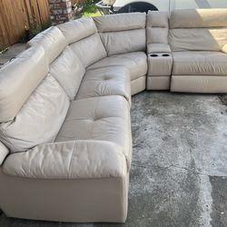 Cream L Shape/Sectional-Leather Type