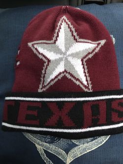 Beanie Marone Texas Whit White Star 100% Arcylic