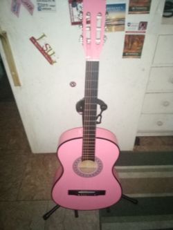 Brand New Full Size Pink Acoustic Guitar with Stand