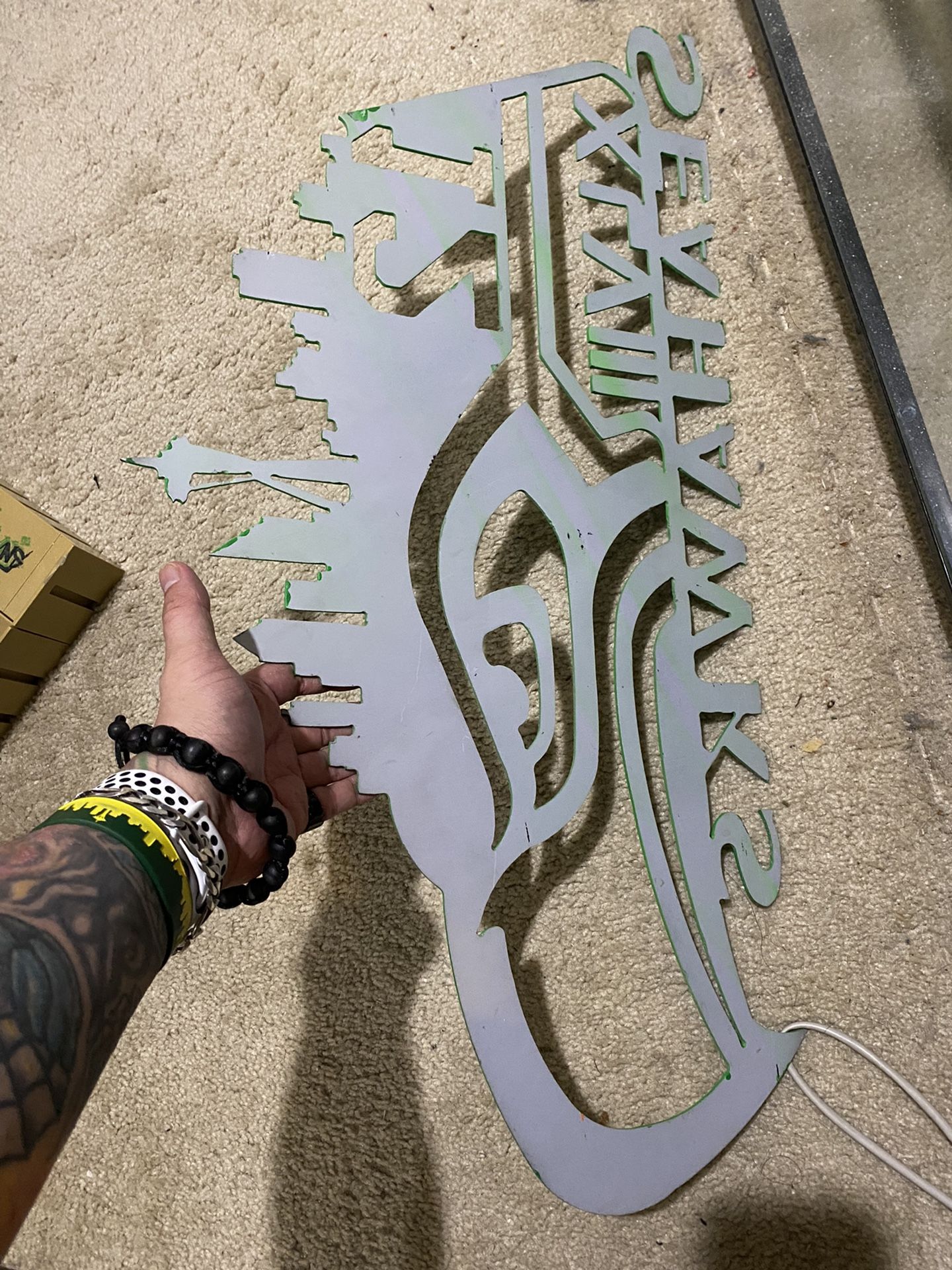Custom Fabricated Metal Seahawks Super Bowl Metal Sign