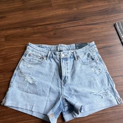 American Eagle Women’s Super High Rise Strigid Curvy Relaxed Short Size 14 Light Bright Indigo