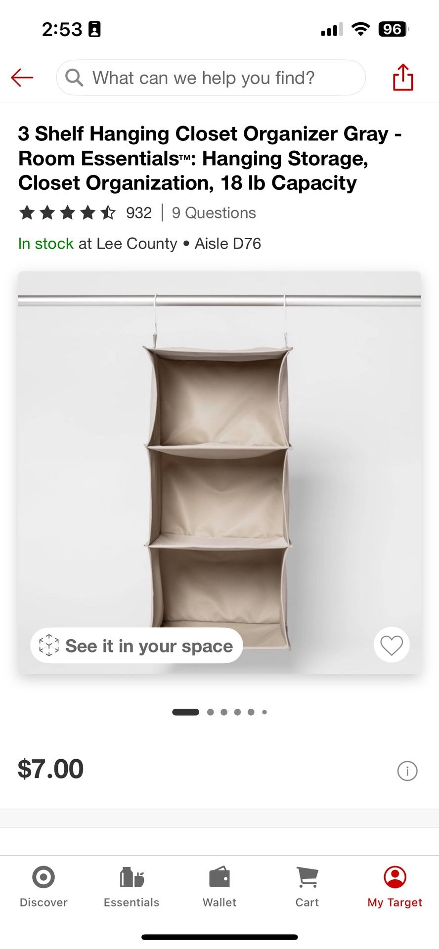 3 Shelf Hanging Closet