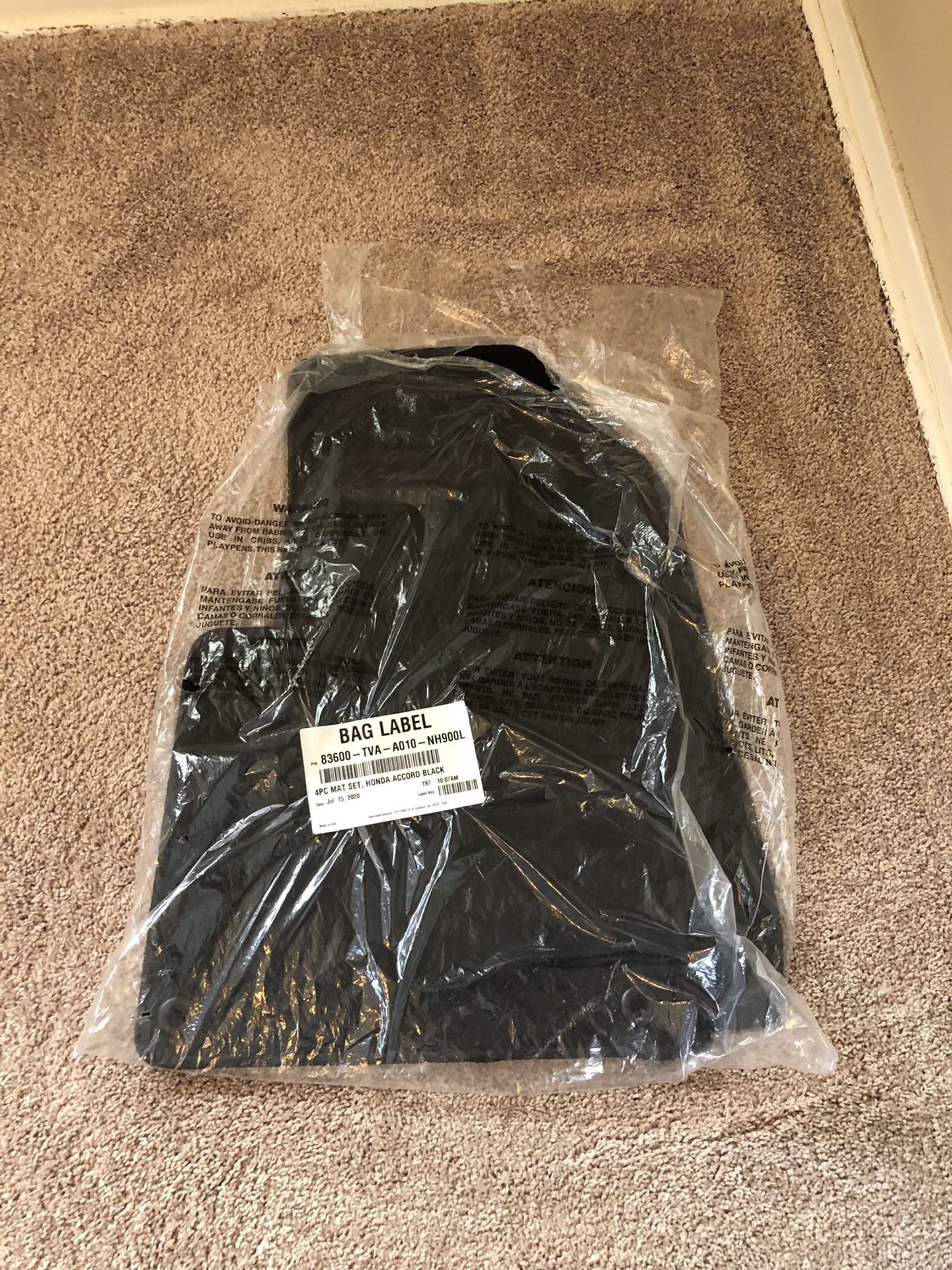 2018-2021 Honda Accord Black 4pc Mat Set