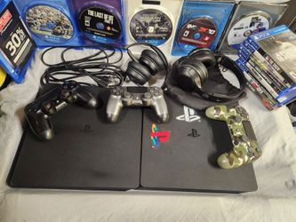 PS4 Slim Bundle - 2 Consoles (1TB & 500GB), 3 Controllers, 13 Games