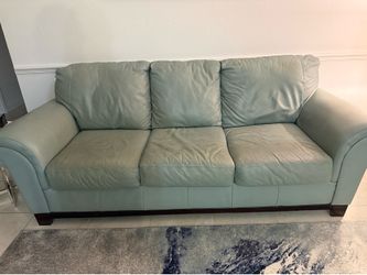 Sea foam Leather Couch
