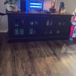 Tv Stand With Two Cabinets Glass Doors