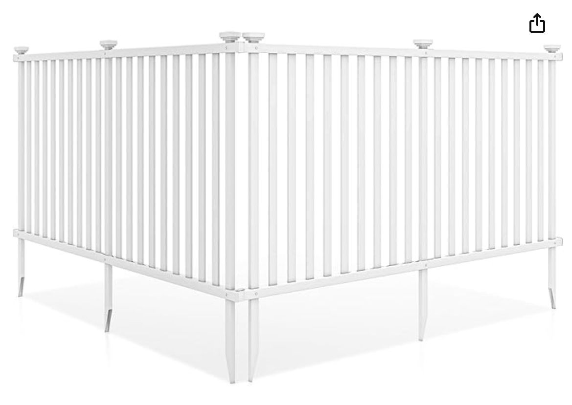 White Picket Fence - 2 Panels, 80''W x 37.5''H Decorative Outdoor Garden Fence, Total 160''L Outdoor Fence for Yard