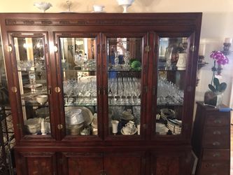 Burnheart China Cabinet- Rich dark wood. OBO