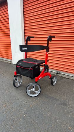 Drive Nitro Aluminum 4 Wheel Rollator, Red, 10" Casters