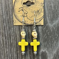 Skull And Cross Earrings Handmade