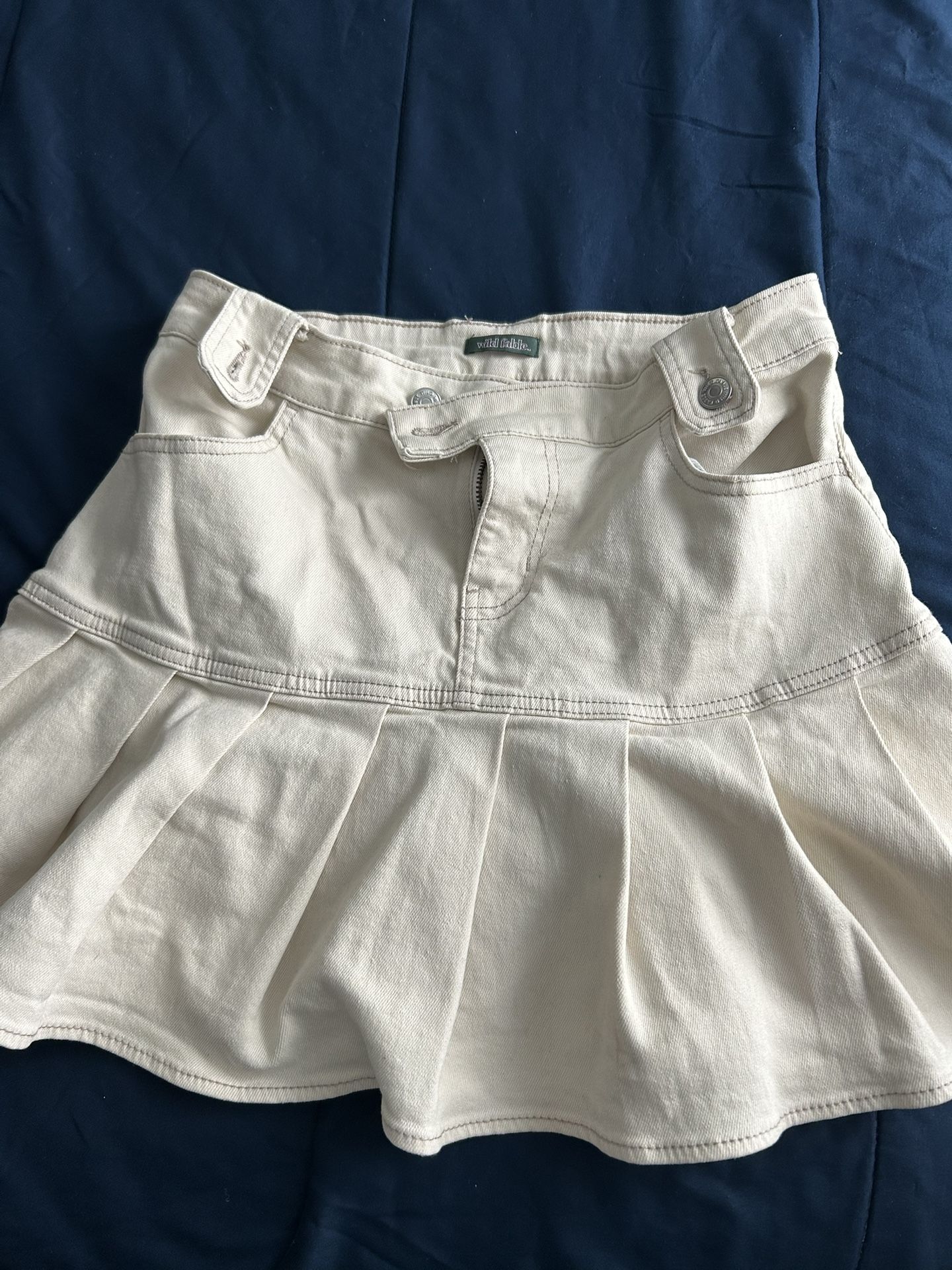 White Jean Mini Skirt