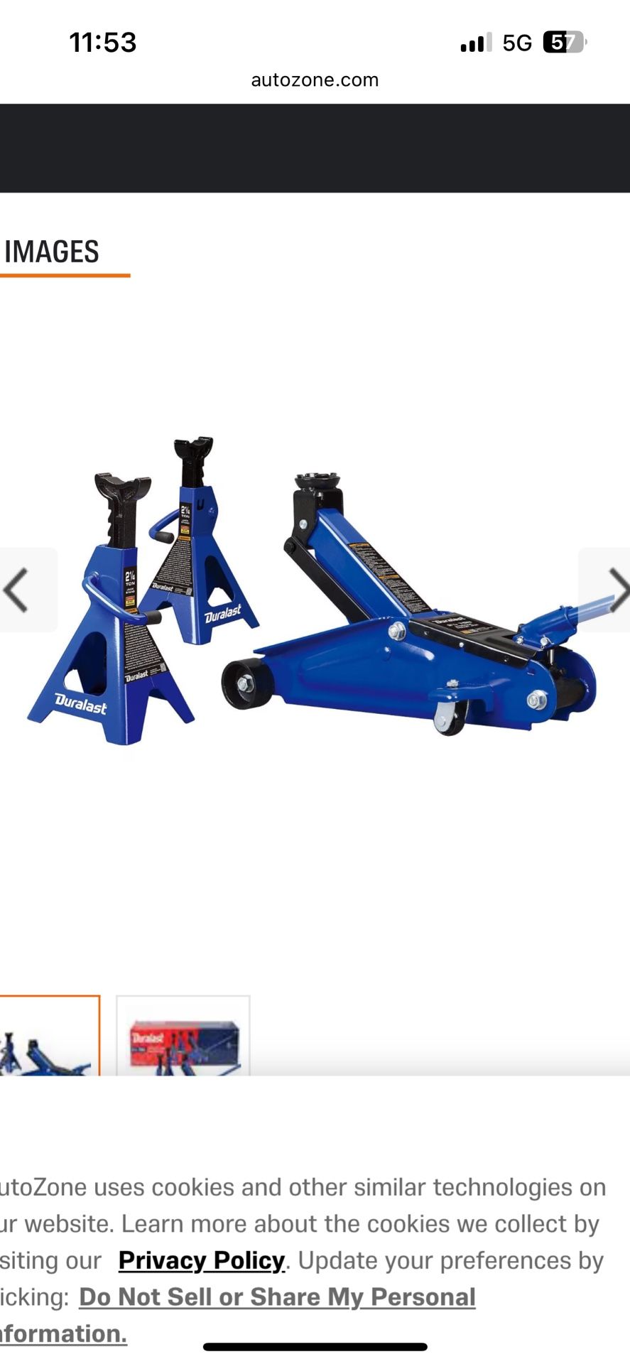 Duralast 2.25 Ton Hydraulic Trolley Jack With Stands