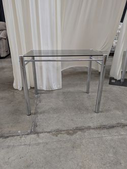 Modern Clear Glass End Table with Silver-Tone Frame