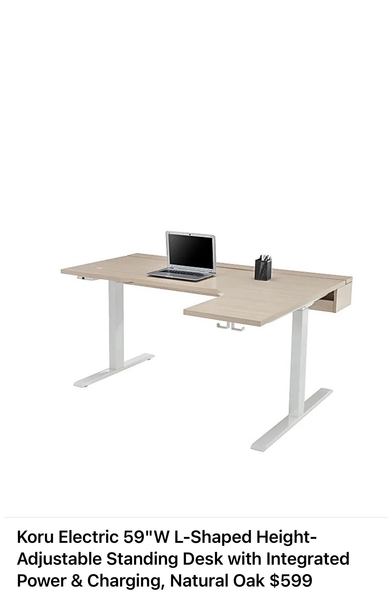 L-Shaped Height-Adjustable Standing Desk — Great Condition