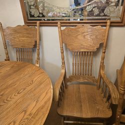 Dining Room Chairs SOLID OAK-  4 armless, 2 With Arms