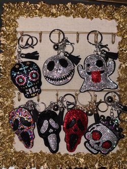 Halloween Rhinestone Keychain Set of 7