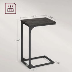 VASAGLE C-Shaped End Table Small Side Table for Couch Sofa Set of 2 - Black