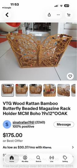 Beautiful wood rattan bamboo butterfly house decoration