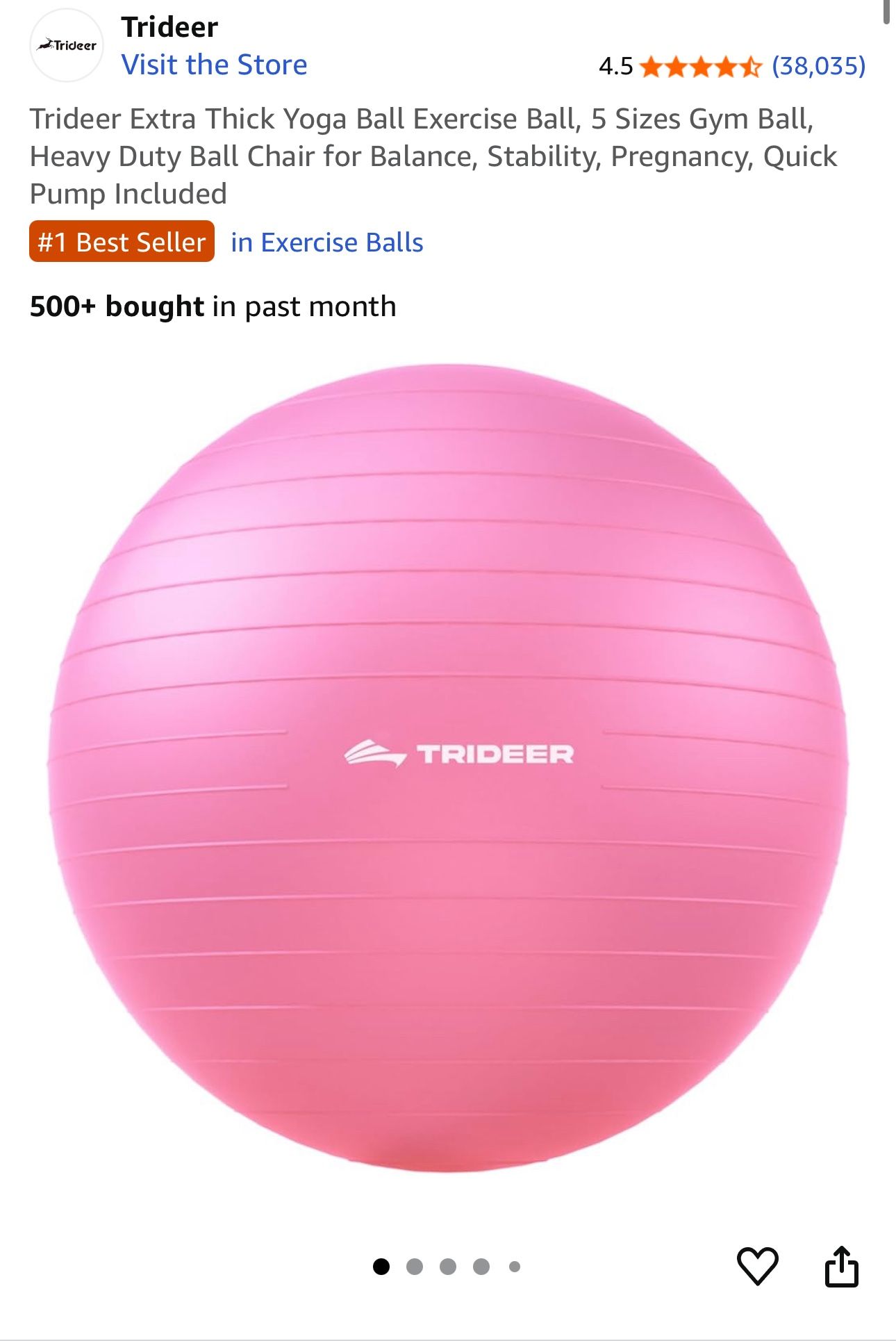 Trident Extra Thick Pink Yoga Ball 
