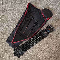 Manfrotto 546B Professional Video Tripod + 504HD Fluid Head & Carrying Bag