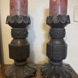 Candle Pillars, 2 @ 14” H