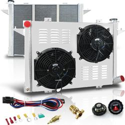 Aluminum Radiator+2 x 14" Fan Shroud + Relay 