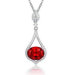 Silver Lab Oval Ruby Pendant 