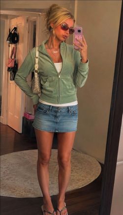 Juicy Couture Mint Green Velour Zip-Up Jacket