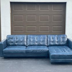 🚚 Sectional Couch/Sofa - Navy Blue - Leather - Delivery Available 🚛