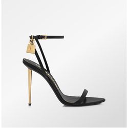 SHINY LEATHER PADLOCK POINTY NAKED SANDAL