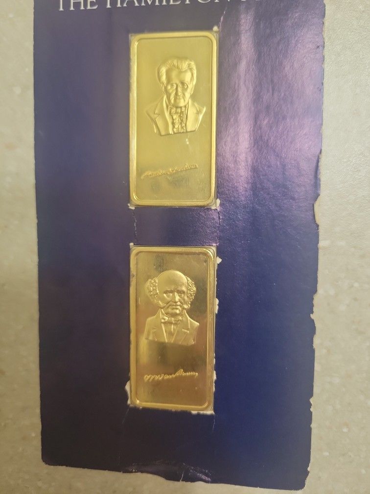 Hamilton Mint Gold Washed 1 Oz 999 Silver Bars. $42 Each