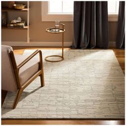 Brand New In The Box- TOWN & COUNTRY LUXE Remi Abstract Line Art Handcrafted 100% Wool Area Rug, Beige/Blue, 6"x9"