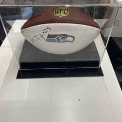 NFL Signed Seahawks Football with Case