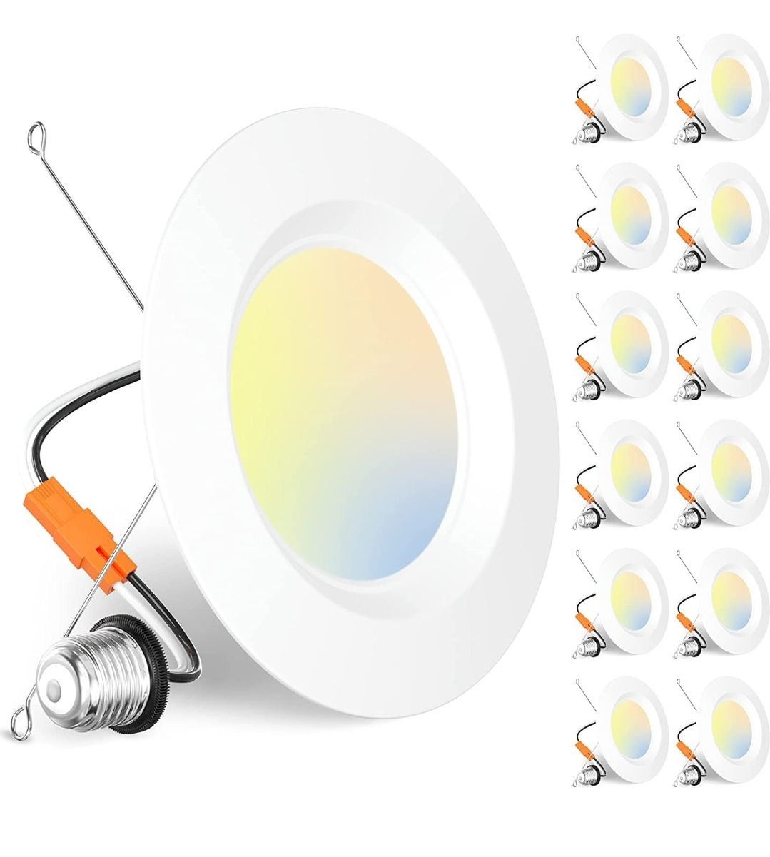 ( New in Box) Amico 5/6 inch 5CCT LED Recessed Lighting 12 Pack, Smooth