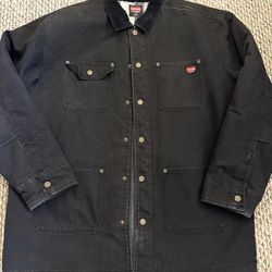 Wrangler Workwear Blanket Lined Black Jacket Corduroy Collar Men’s Size Large