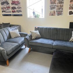 Grey Sofa & Loveseat 
