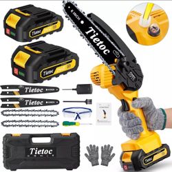 tietoc Mini Cordless Chainsaw, 6 Inch Handheld Chain Saw With Security Lock [Sen