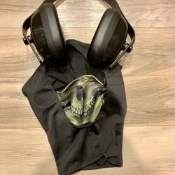 Kids Spirit Halloween Skull And Noise Silencing Headphones  Militia Enemy Costume